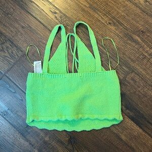 Zara Lime Green Textured Crop Top